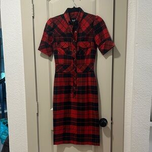 D&G Plaid Red and Black Midi Dress